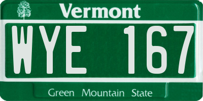 VT license plate WYE167
