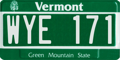 VT license plate WYE171