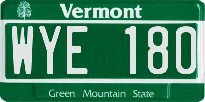 VT license plate WYE180