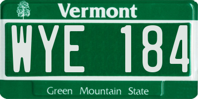 VT license plate WYE184