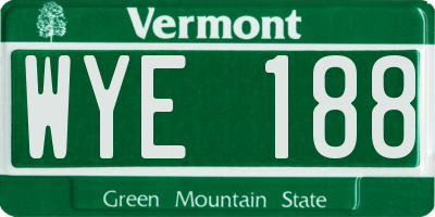 VT license plate WYE188