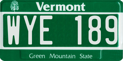 VT license plate WYE189