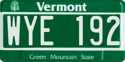 VT license plate WYE192