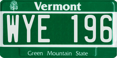 VT license plate WYE196