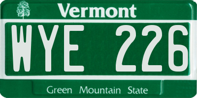 VT license plate WYE226