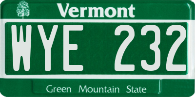 VT license plate WYE232