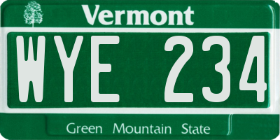 VT license plate WYE234