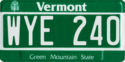 VT license plate WYE240