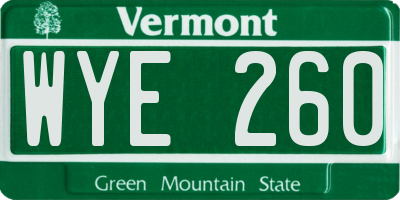 VT license plate WYE260