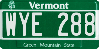 VT license plate WYE288