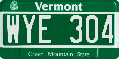 VT license plate WYE304