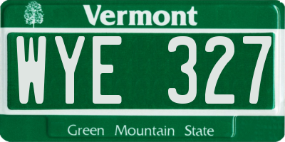 VT license plate WYE327