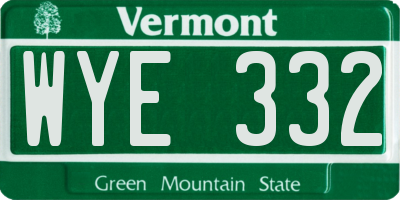 VT license plate WYE332
