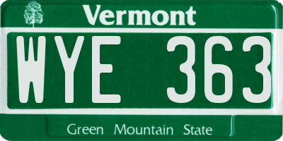 VT license plate WYE363