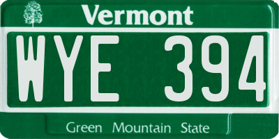 VT license plate WYE394