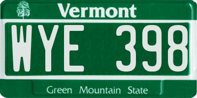 VT license plate WYE398