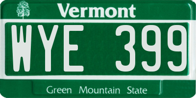 VT license plate WYE399