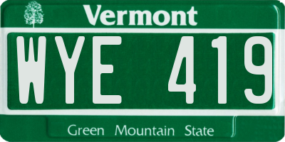 VT license plate WYE419