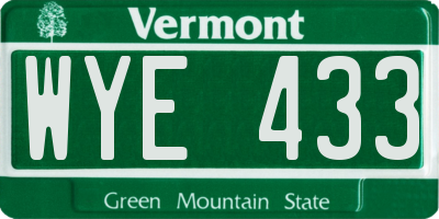 VT license plate WYE433