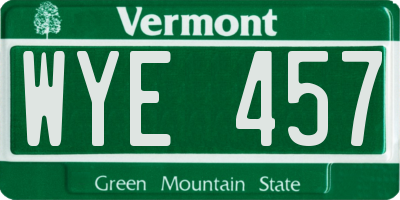VT license plate WYE457