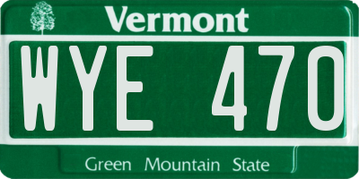 VT license plate WYE470