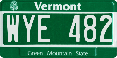 VT license plate WYE482