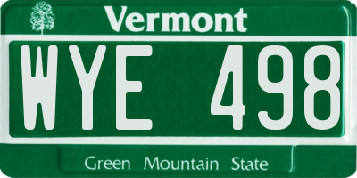 VT license plate WYE498