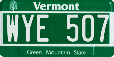 VT license plate WYE507