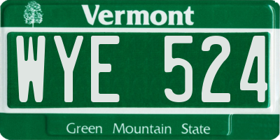 VT license plate WYE524