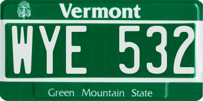 VT license plate WYE532