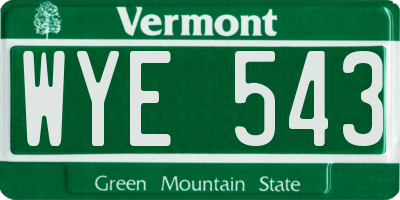 VT license plate WYE543