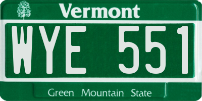VT license plate WYE551