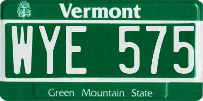 VT license plate WYE575