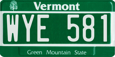 VT license plate WYE581