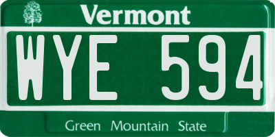 VT license plate WYE594