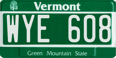 VT license plate WYE608