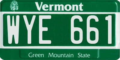 VT license plate WYE661