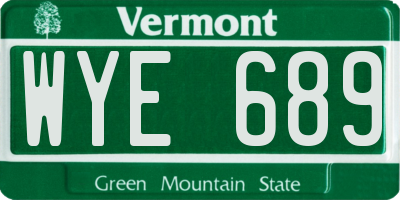 VT license plate WYE689