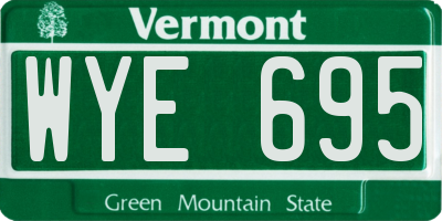 VT license plate WYE695
