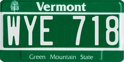 VT license plate WYE718
