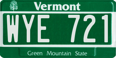 VT license plate WYE721