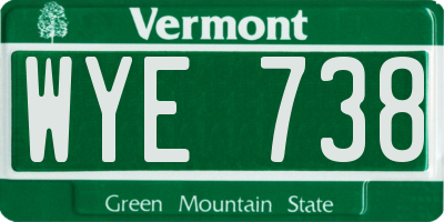 VT license plate WYE738