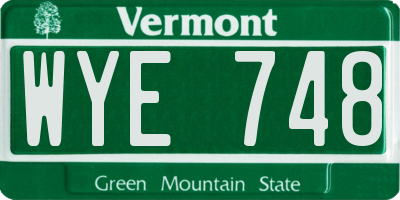 VT license plate WYE748