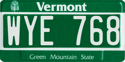 VT license plate WYE768