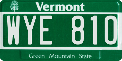 VT license plate WYE810