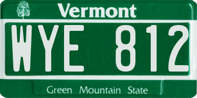 VT license plate WYE812