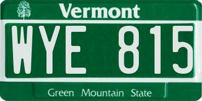 VT license plate WYE815