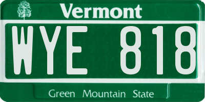 VT license plate WYE818