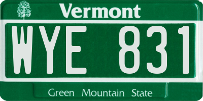 VT license plate WYE831