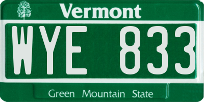 VT license plate WYE833